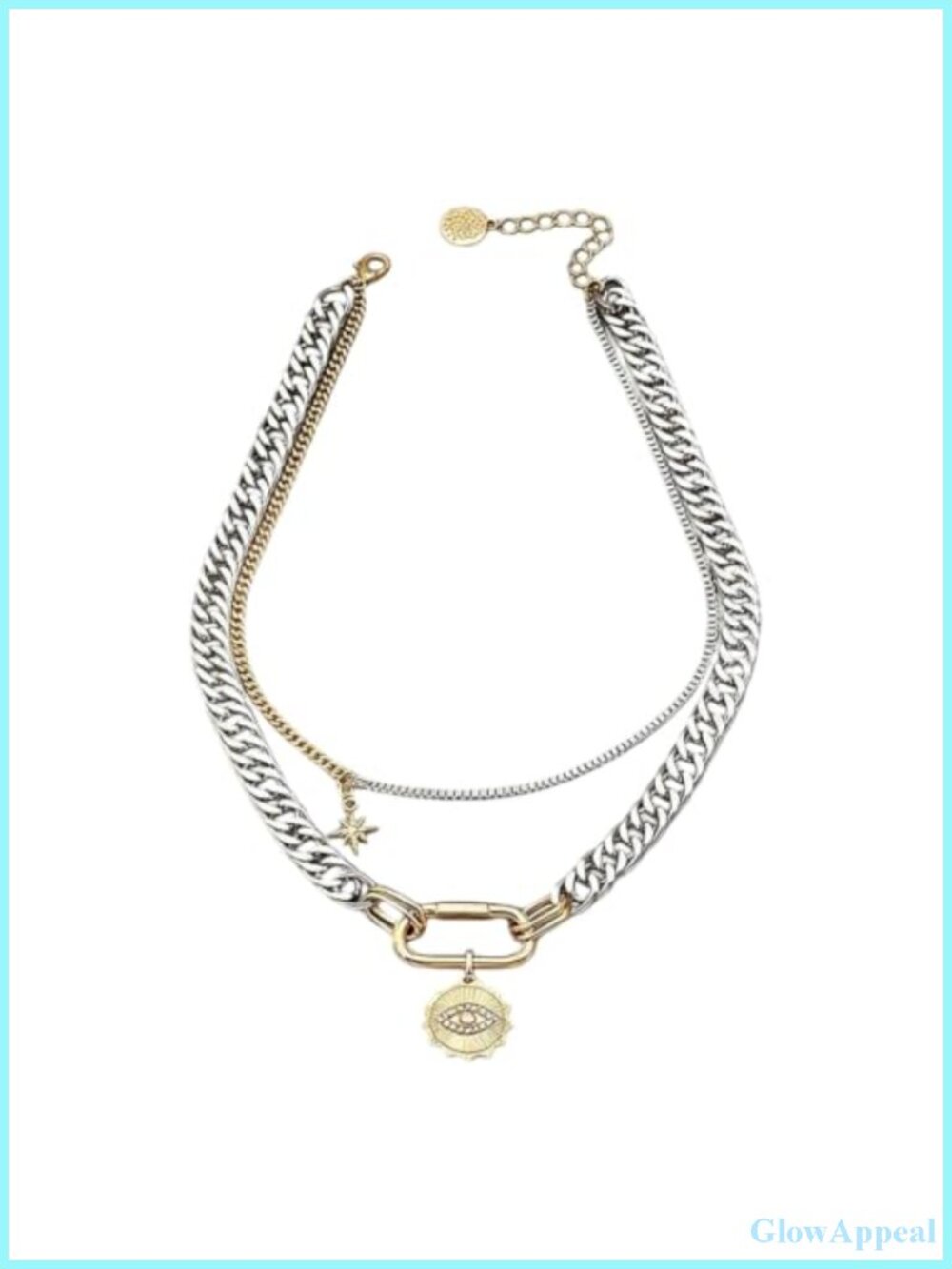 Mixed Metal Layered Necklace Stack Coin Star Charms